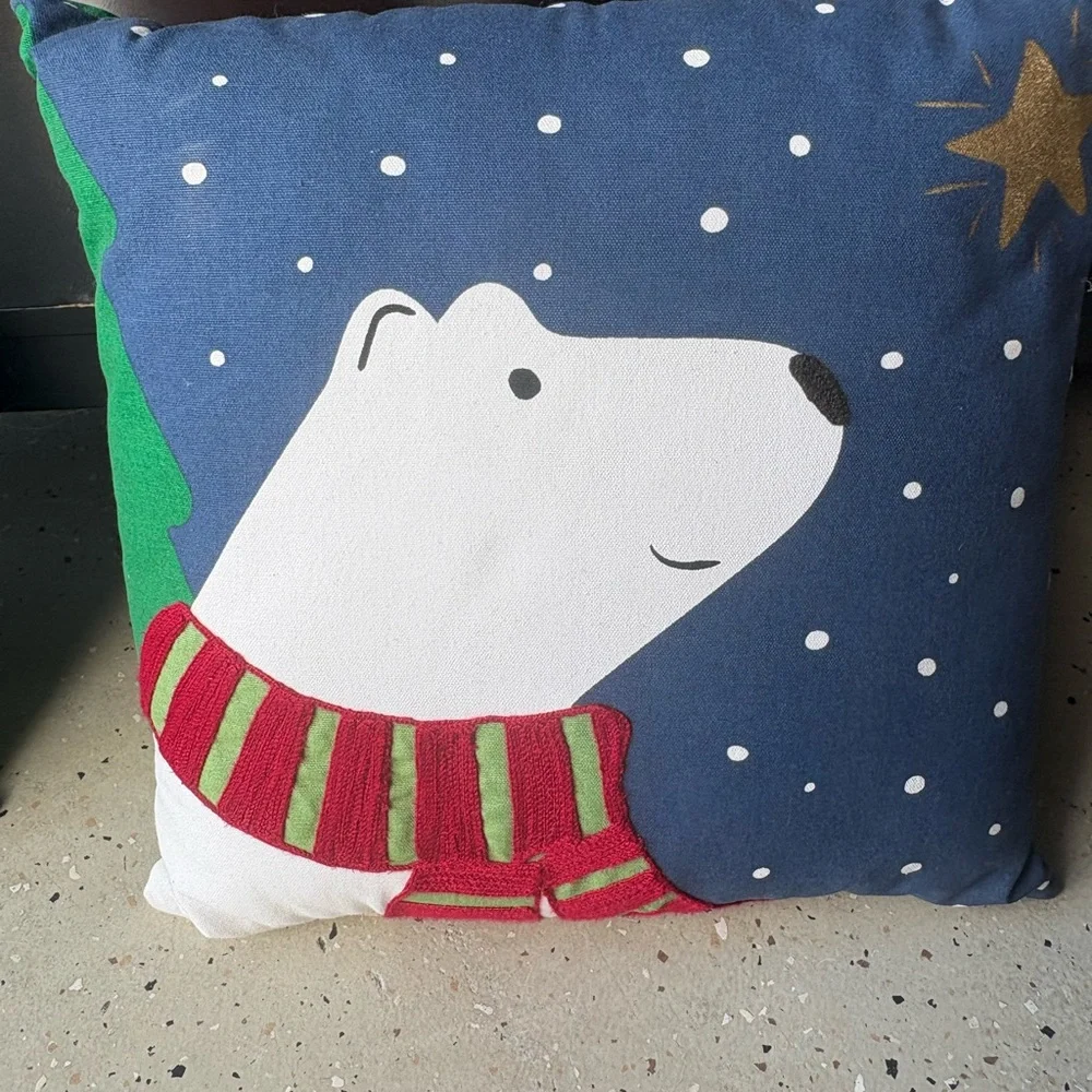 Holiday Living Polar Bear 16”Throw Pillows - Navy and White